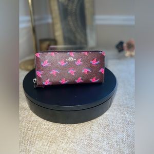 Coach F56811 Crossgrain Leather Accordion Zip Around Wallet HAPPY BIRD NWOT